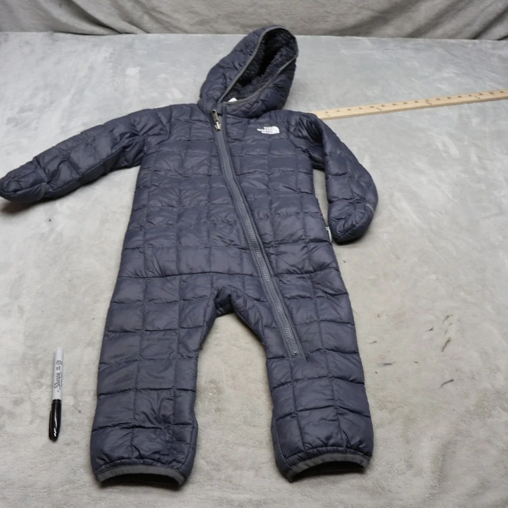 North Face Snowsuit Infant 18-24M Gray Thermoball One Piece Insulated Bunting
